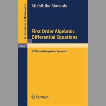 First Order Algebraic Differential Equations: A Differential Algebraic Approach (Lecture Notes in Mathematics)